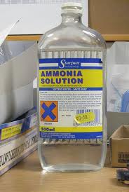 mix 50% ammonia with 50% hot water 