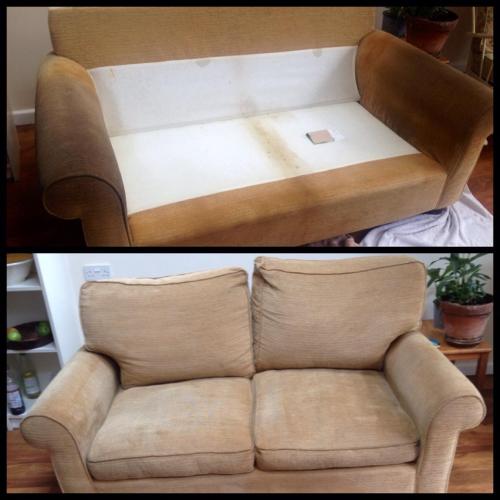 Sofa Cleaned before and after photo